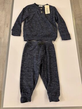 Cozii Dark navy Heathered Jogger Set - Two Piece Lounge Outfit